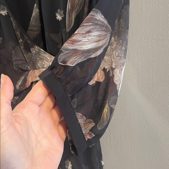 ALL SAINTS Jade Eden floral wrap mini dress size XS black long sleeve - Picture 9 of 12